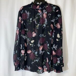 Torrid long sleeve sheer skull pattern blouse